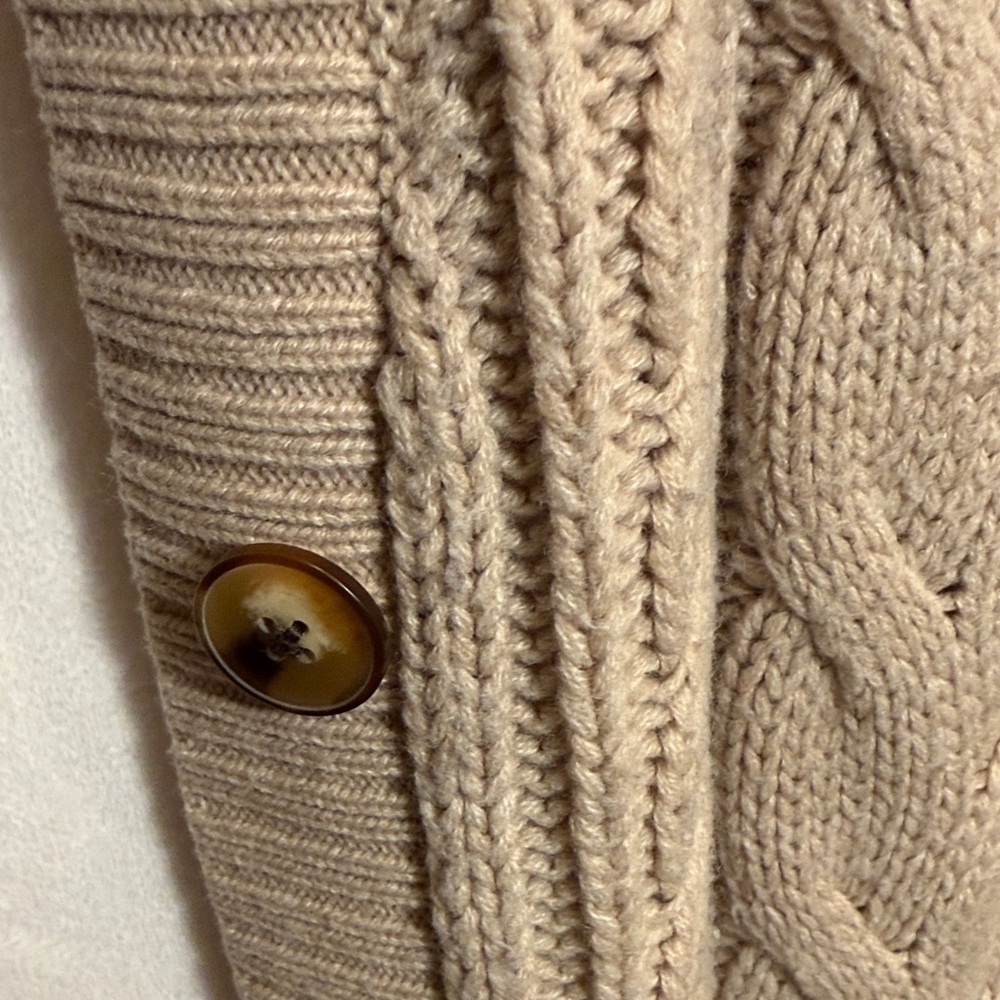 Torrid 14 Oatmeal Chunky Cable Knit Cardigan Soft Academia Cottagecore Grandpa - Picture 3 of 9
